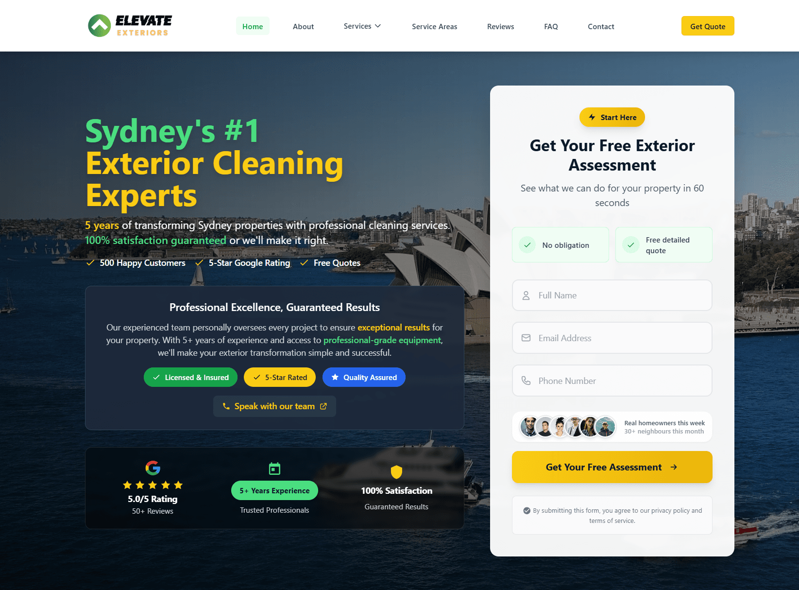 Elevate Exteriors website